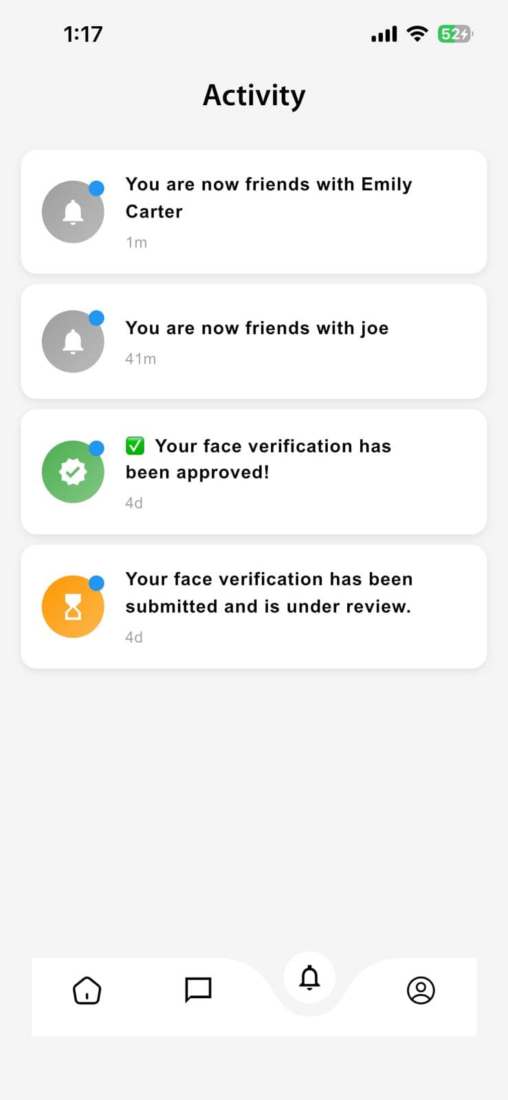 Activity screen