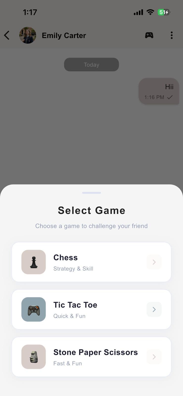 Games screen