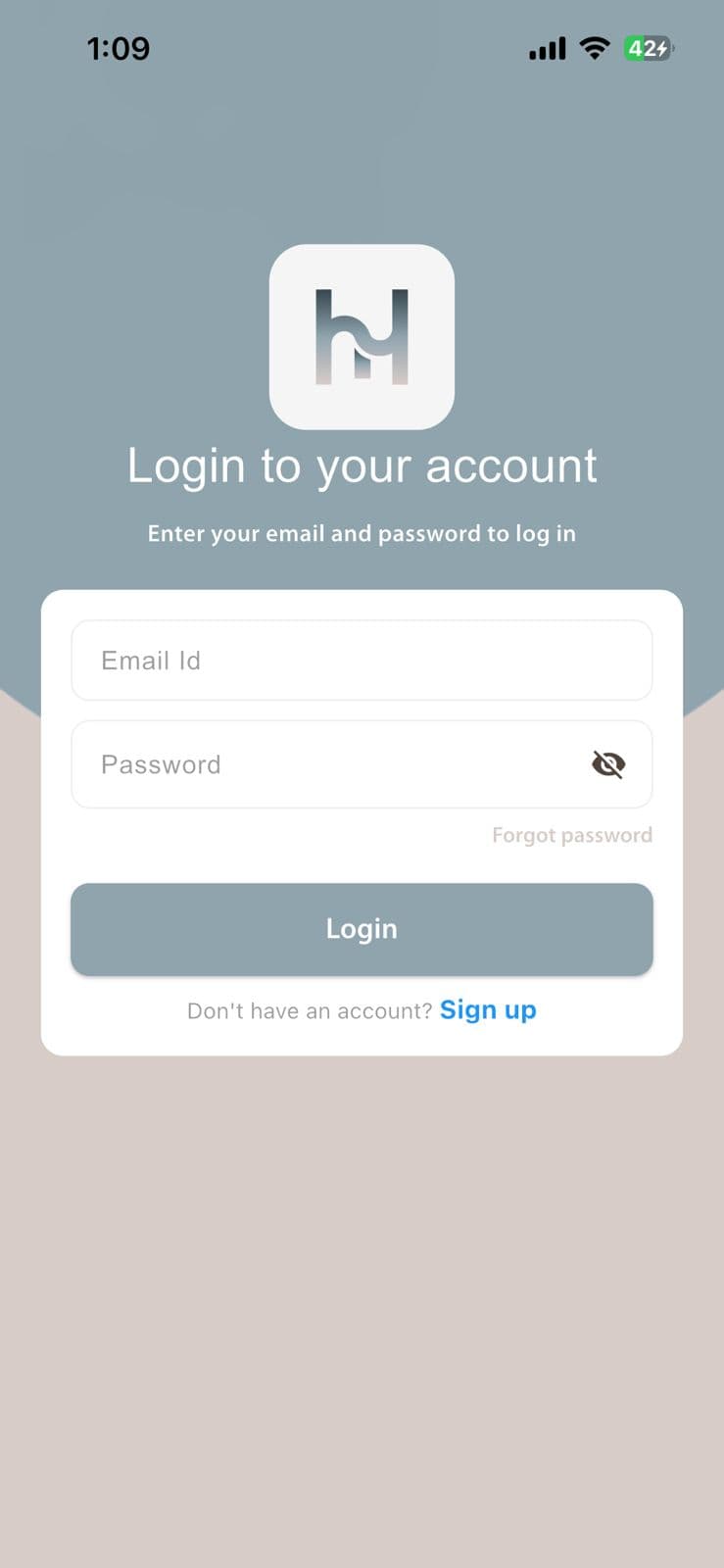 Login screen